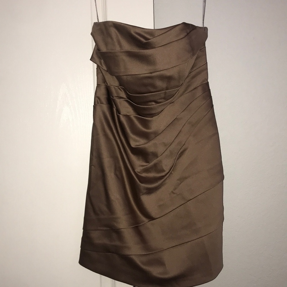 Short Pleated Satin Strapless Dress *make offer!
